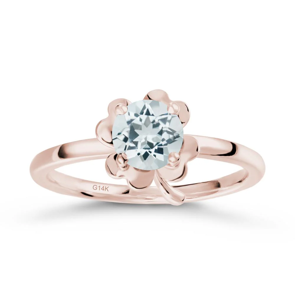 Aquamarine Four Leaf Clover Creative Ring - Image 2