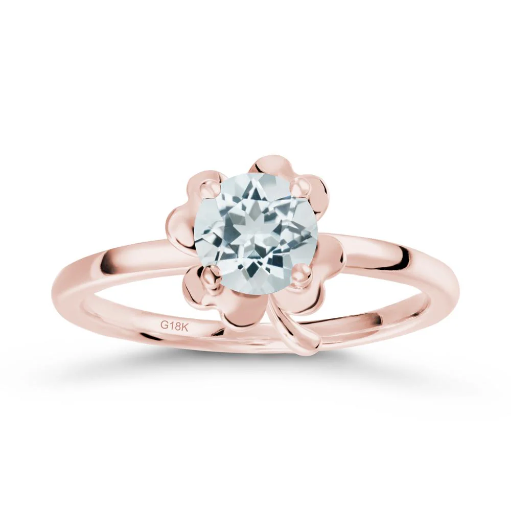 Aquamarine Four Leaf Clover Creative Ring - Image 4