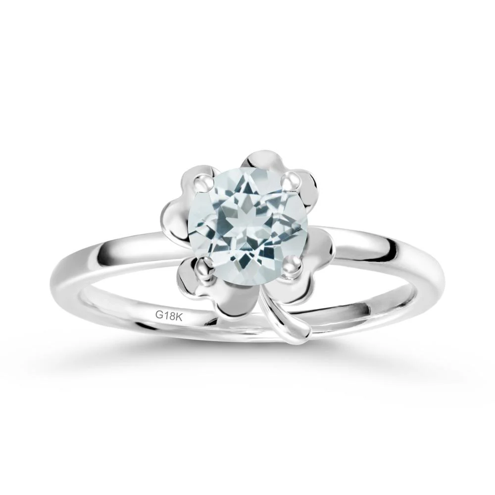 Aquamarine Four Leaf Clover Creative Ring - Image 5