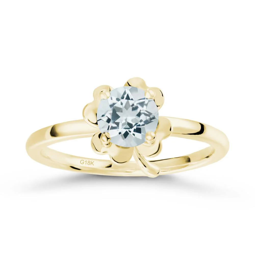 Aquamarine Four Leaf Clover Creative Ring - Image 6