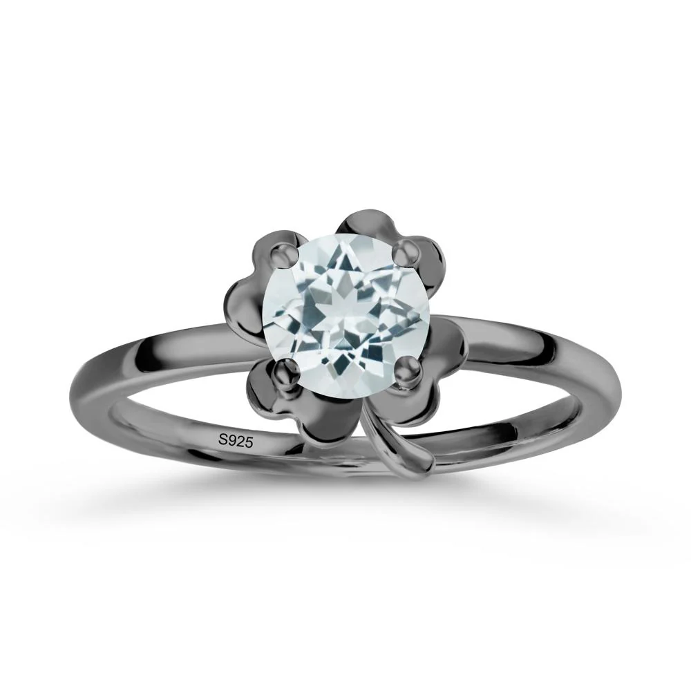 Aquamarine Four Leaf Clover Creative Ring - Image 7