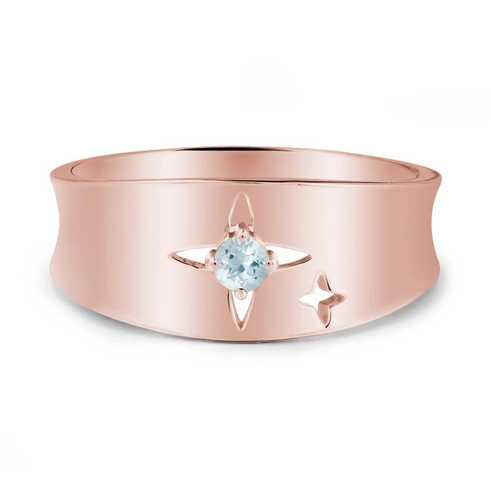 Aquamarine Four Point Star Ring - Image 4