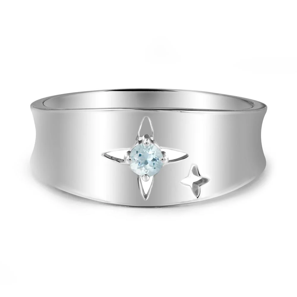 Aquamarine Four Point Star Ring - Image 9