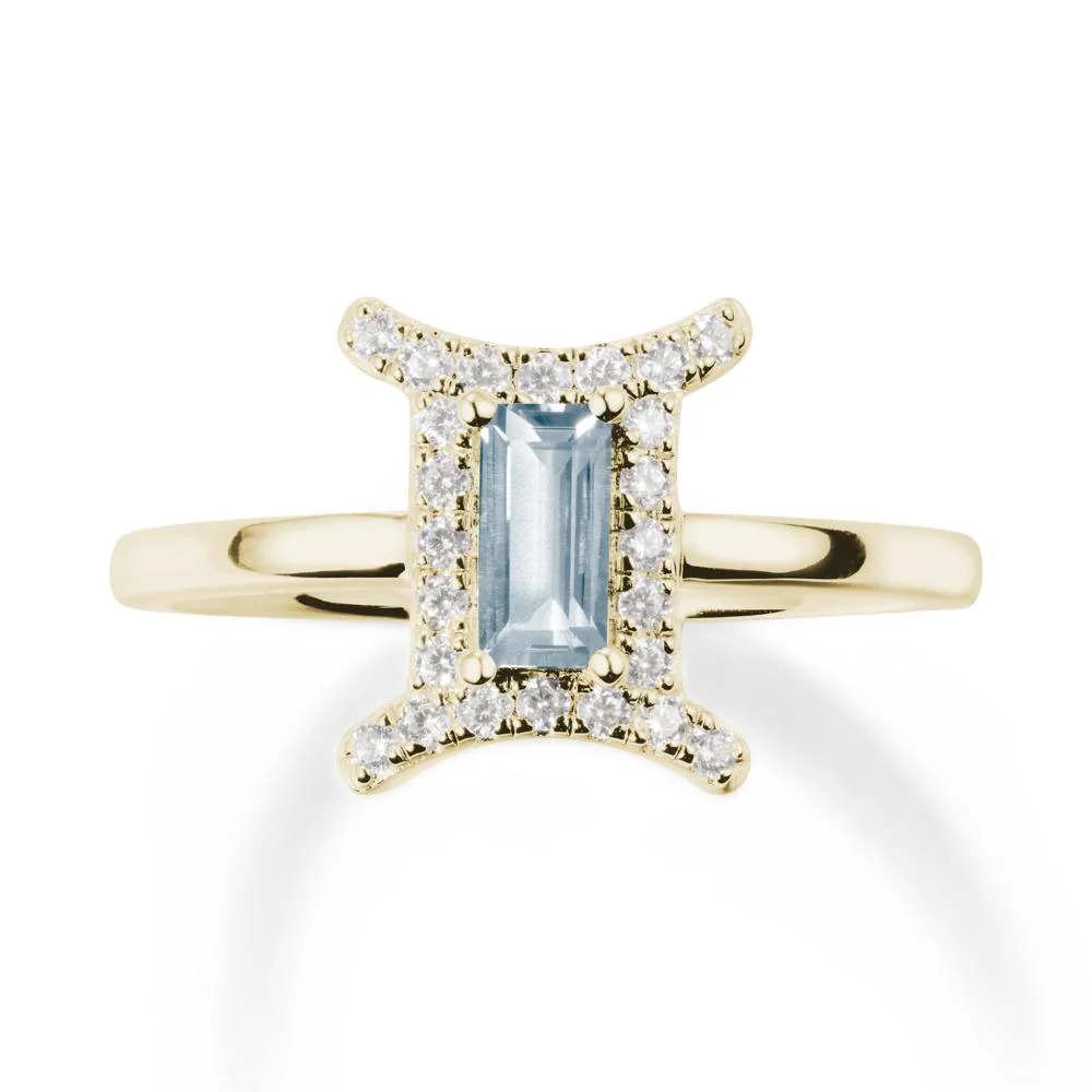 Aquamarine Gemini Zodiac Halo Ring-Kind & Curious - Image 3