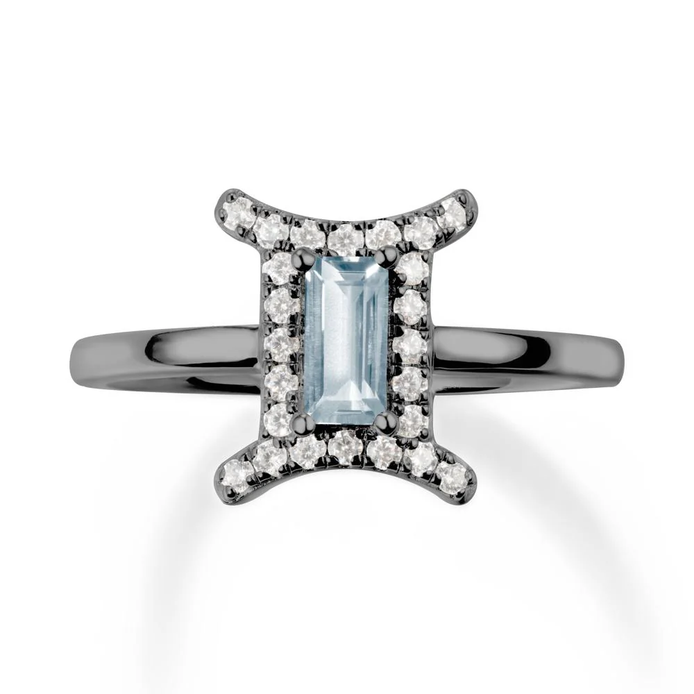 Aquamarine Gemini Zodiac Halo Ring-Kind & Curious - Image 7