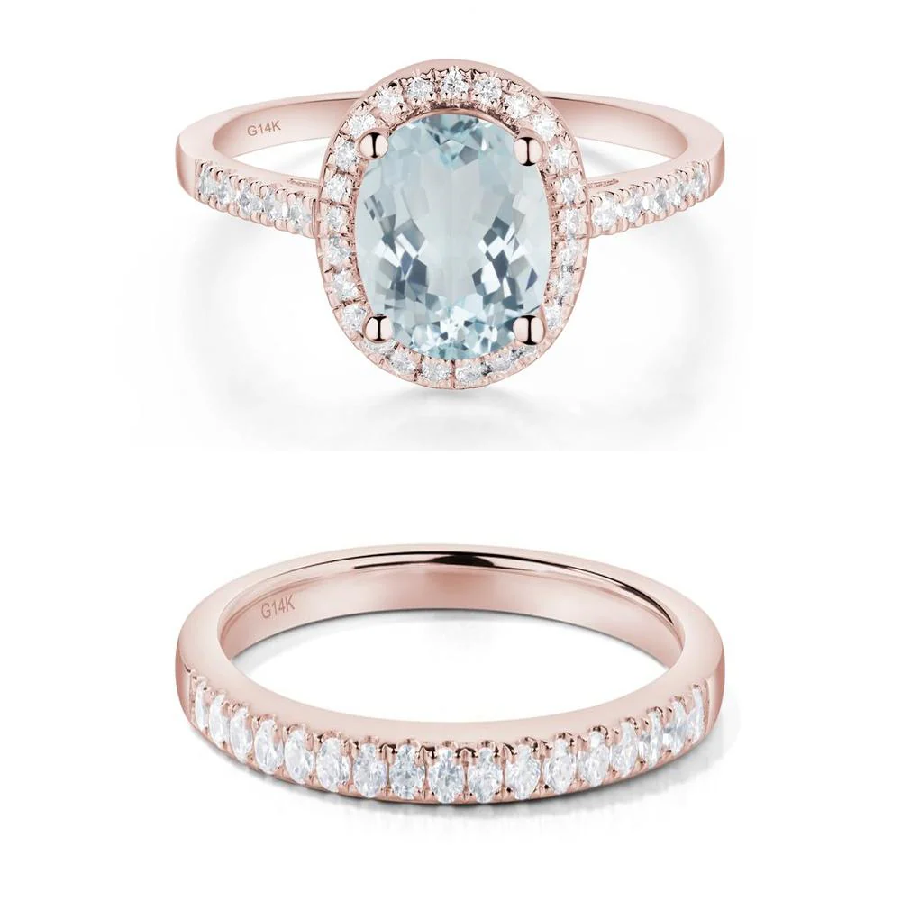 Oval Aquamarine Halo Ring - Image 11
