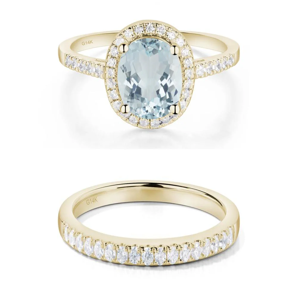 Oval Aquamarine Halo Ring - Image 15