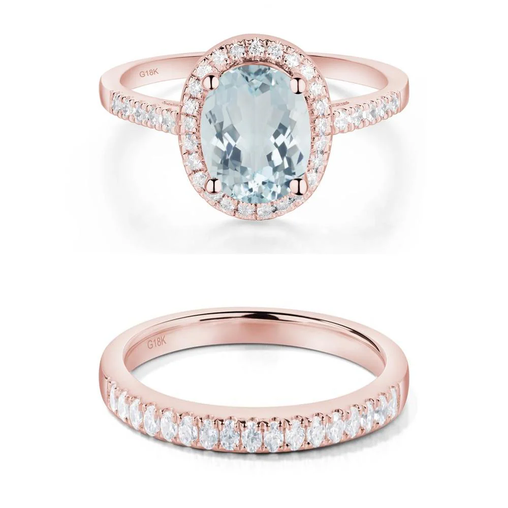 Oval Aquamarine Halo Ring - Image 17