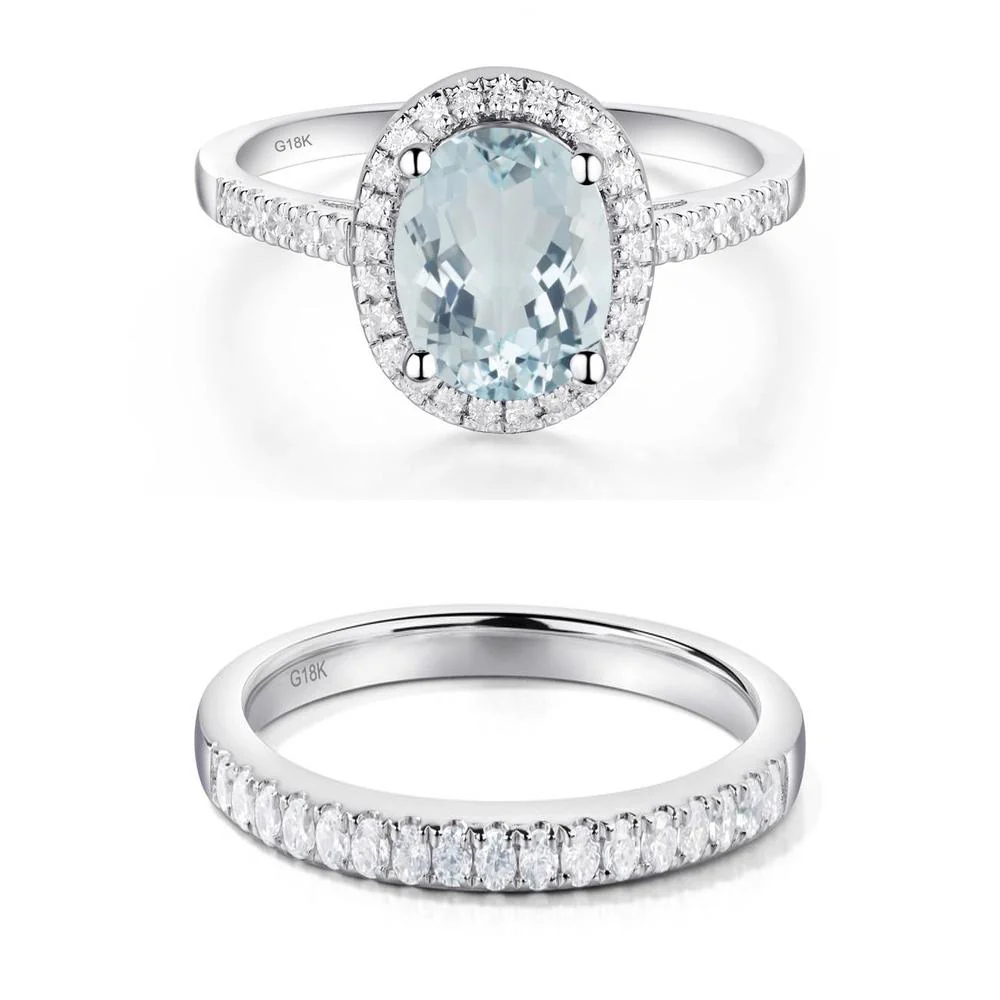 Oval Aquamarine Halo Ring - Image 19