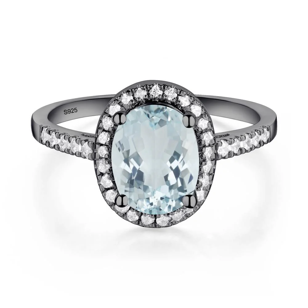 Oval Aquamarine Halo Ring - Image 2