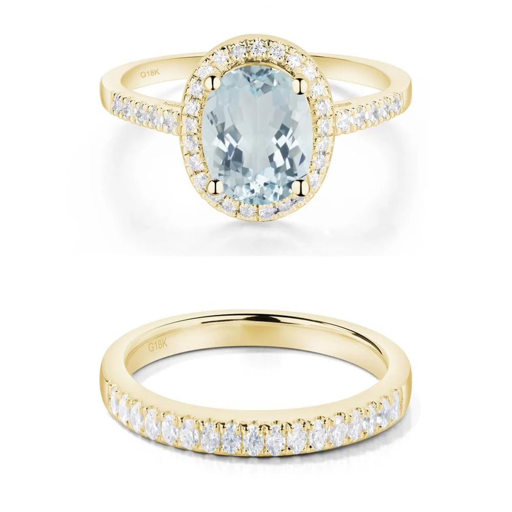 Oval Aquamarine Halo Ring - Image 21