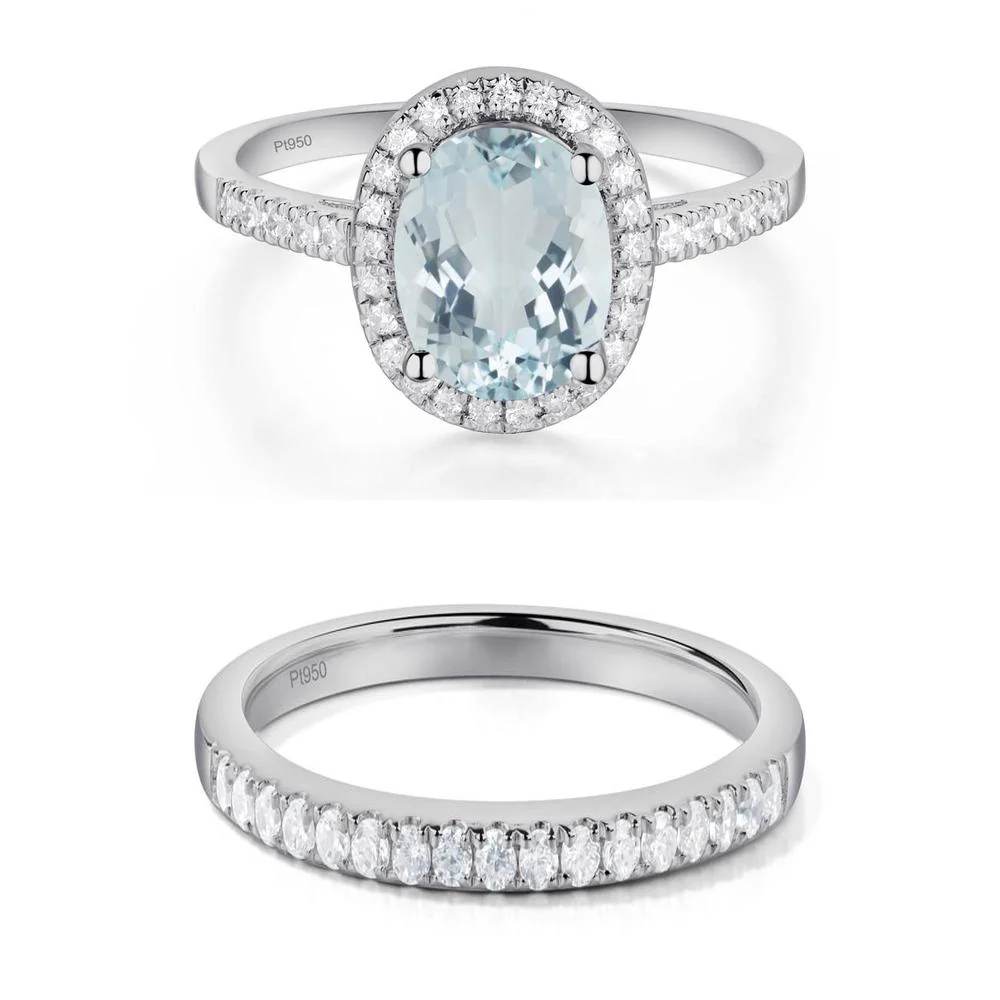 Oval Aquamarine Halo Ring - Image 25