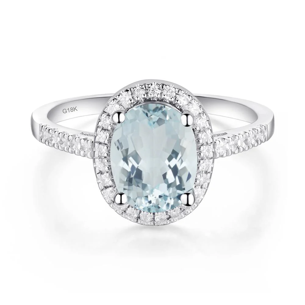 Oval Aquamarine Halo Ring - Image 3