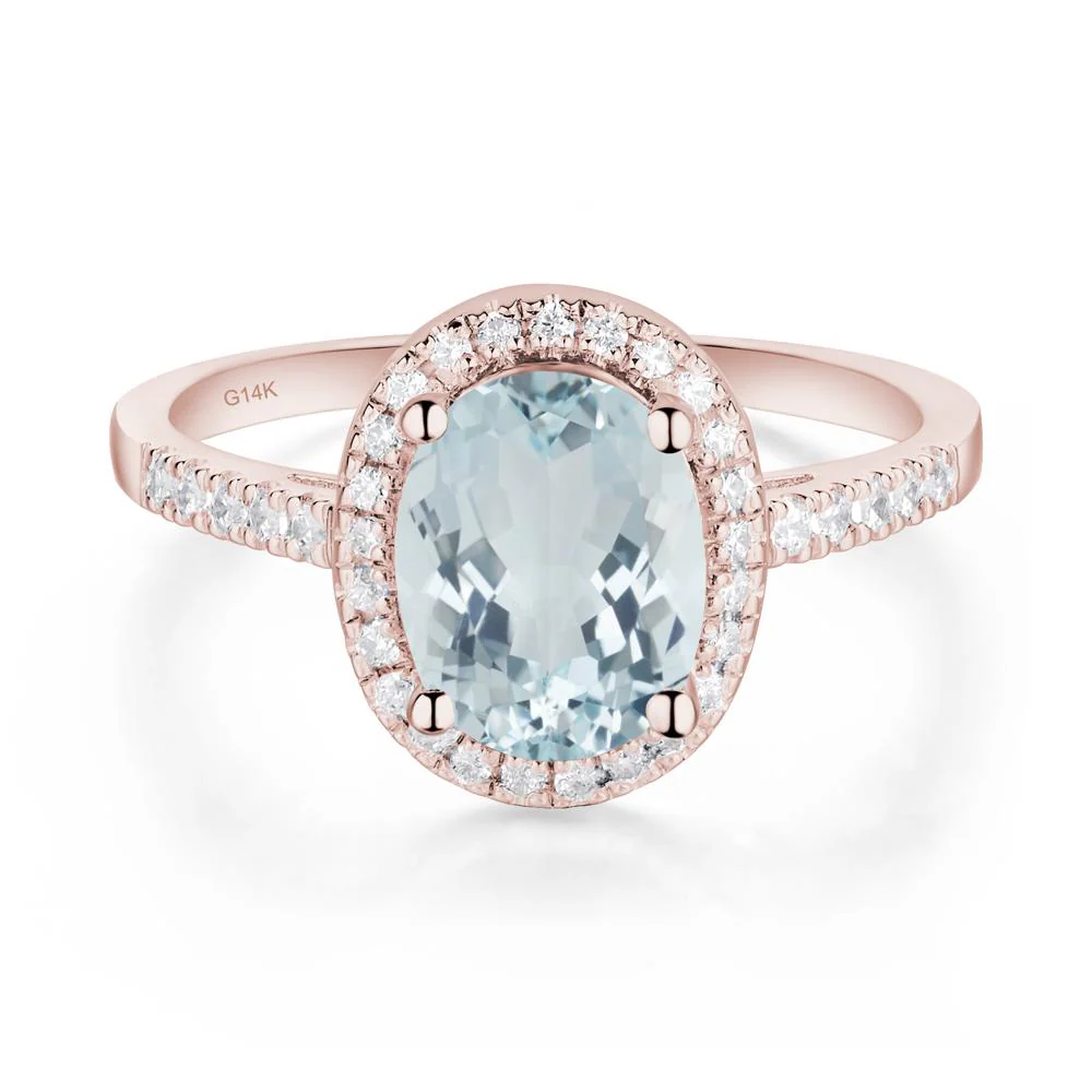 Oval Aquamarine Halo Ring - Image 4