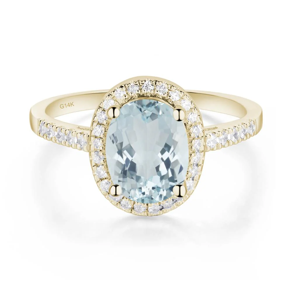 Oval Aquamarine Halo Ring - Image 5