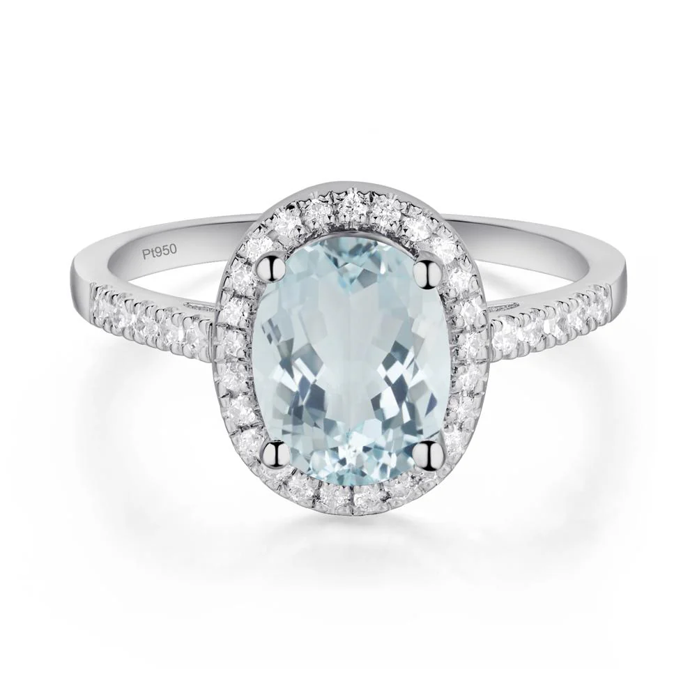 Oval Aquamarine Halo Ring - Image 6