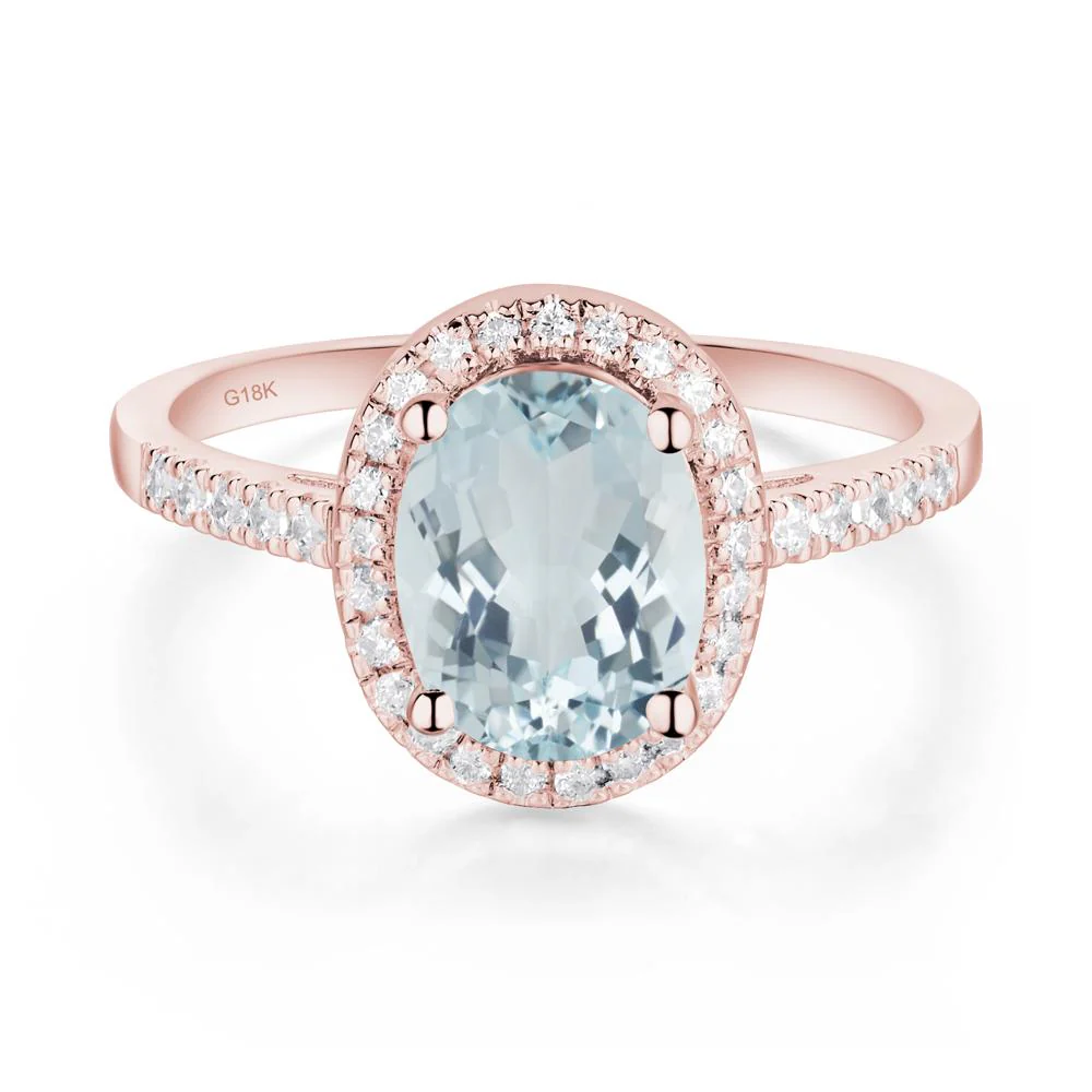 Oval Aquamarine Halo Ring - Image 7