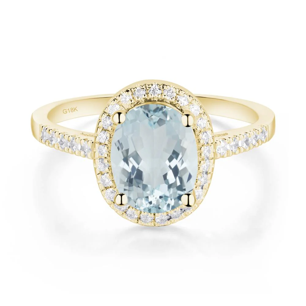 Oval Aquamarine Halo Ring - Image 9