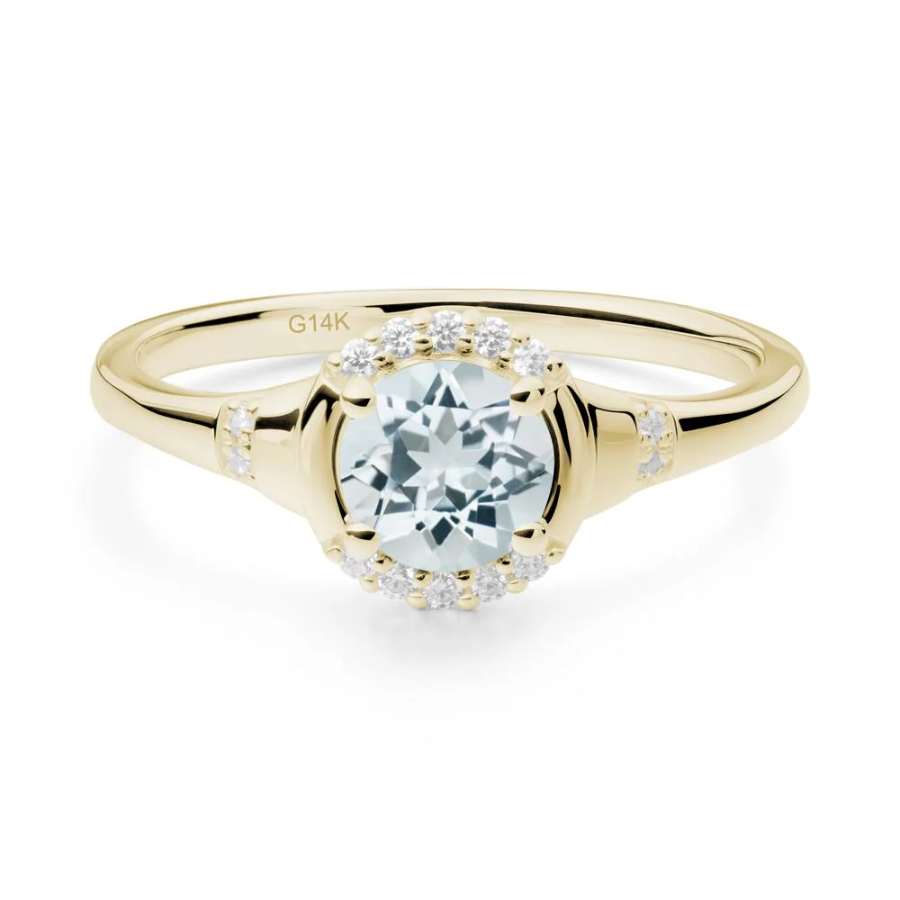 Aquamarine Halo Statement Ring