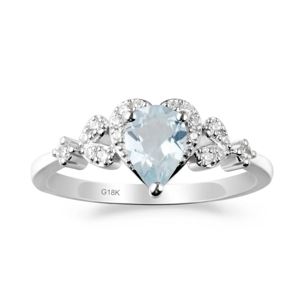 Aquamarine Heart Ring with Leaf Accents - Image 9