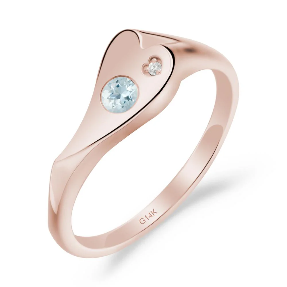 Aquamarine Heart Shaped Engagement Ring