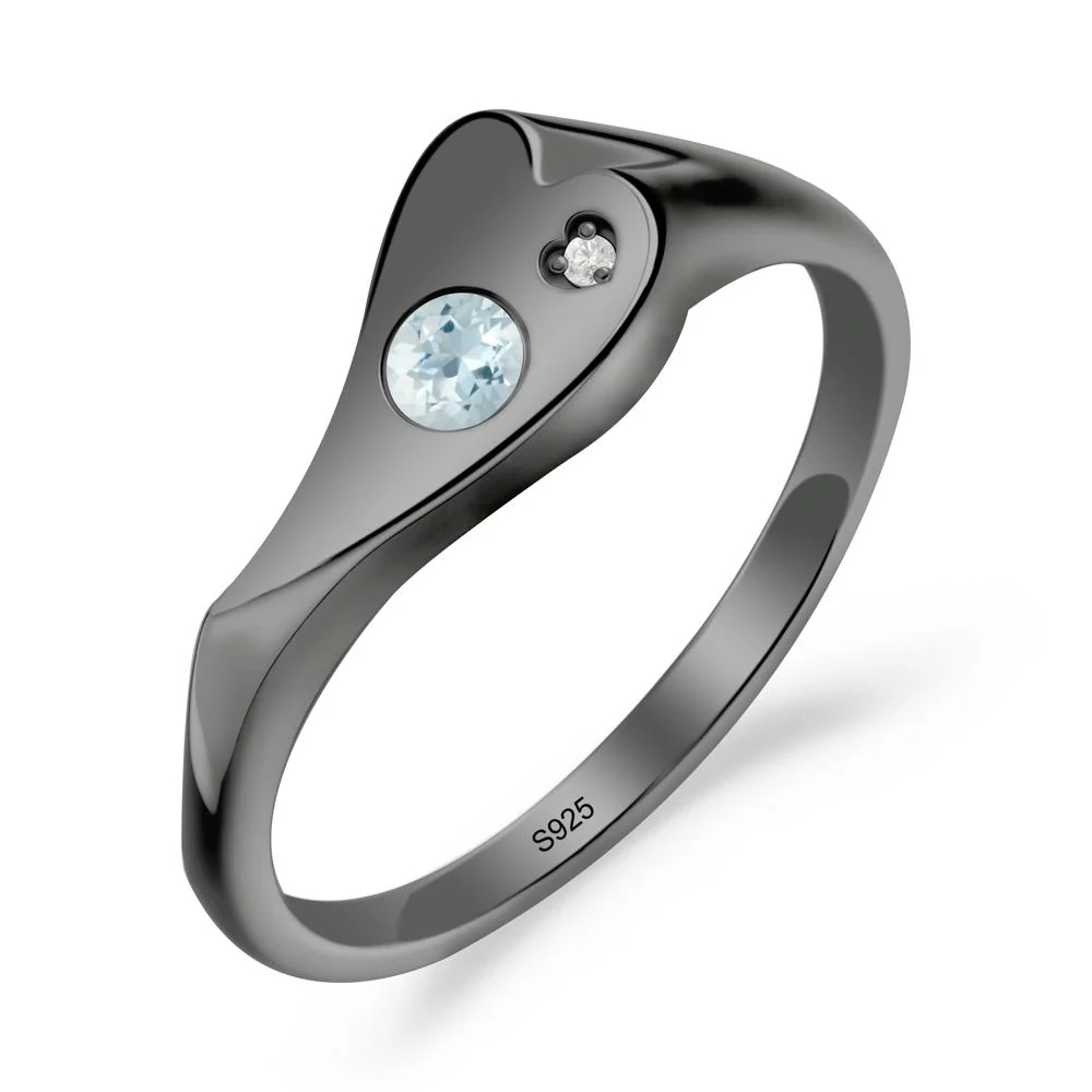 Aquamarine Heart Shaped Engagement Ring - Image 2