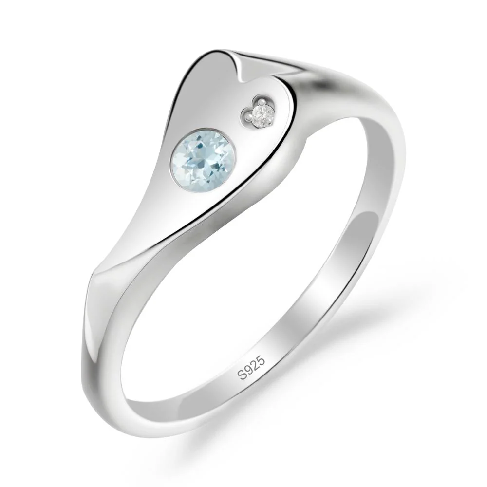 Aquamarine Heart Shaped Engagement Ring - Image 3