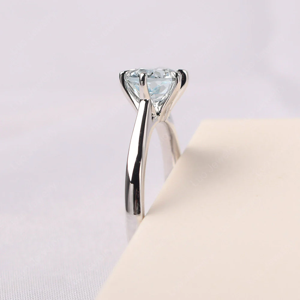 Aquamarine Six Prong Oval Engagement Ring - Image 4