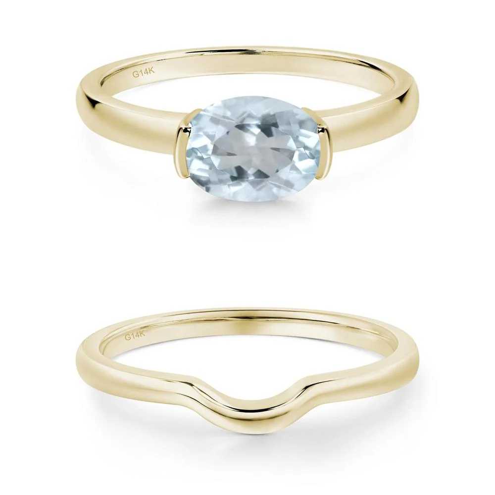 Oval Aquamarine Horizontal Engagement Ring - Image 13