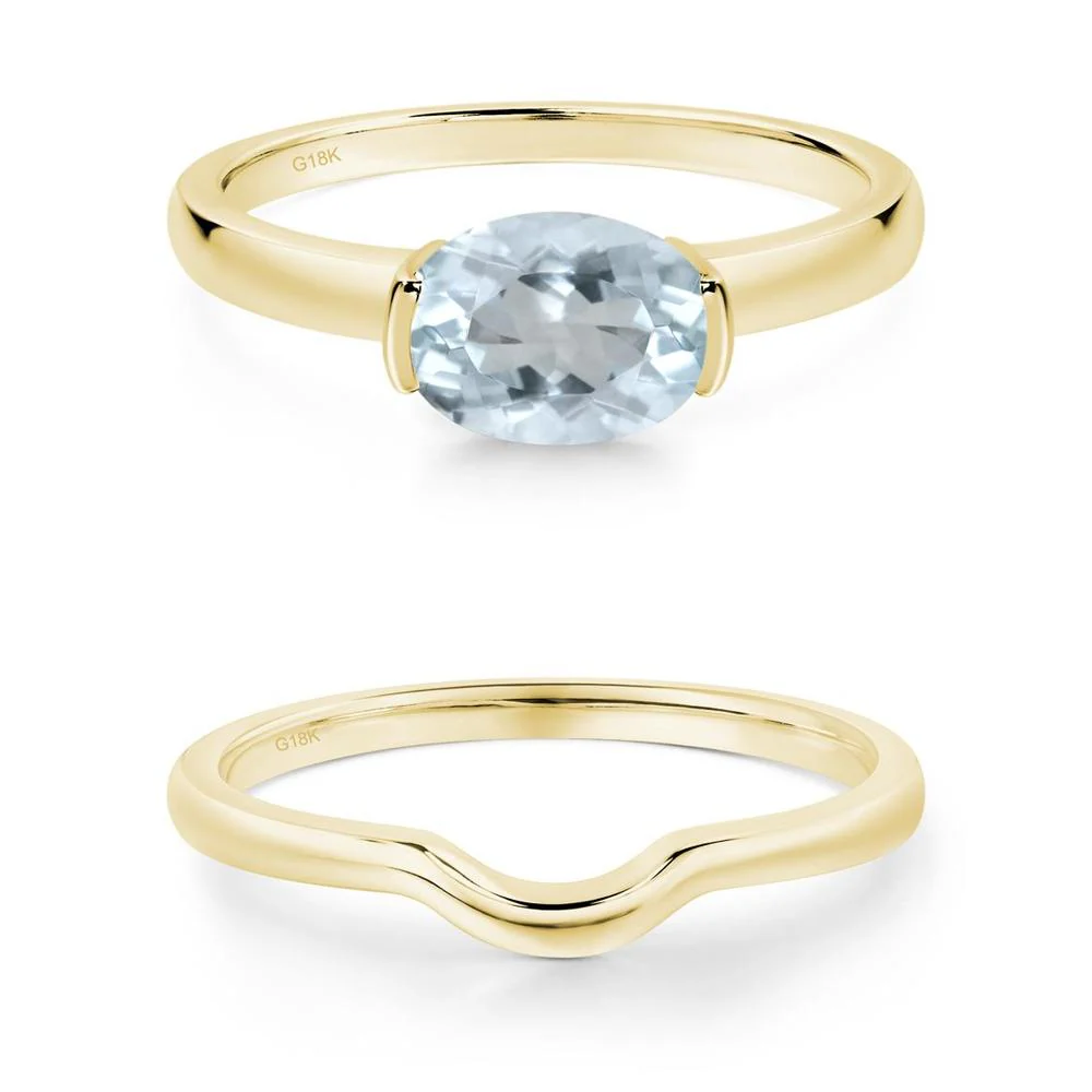 Oval Aquamarine Horizontal Engagement Ring - Image 15