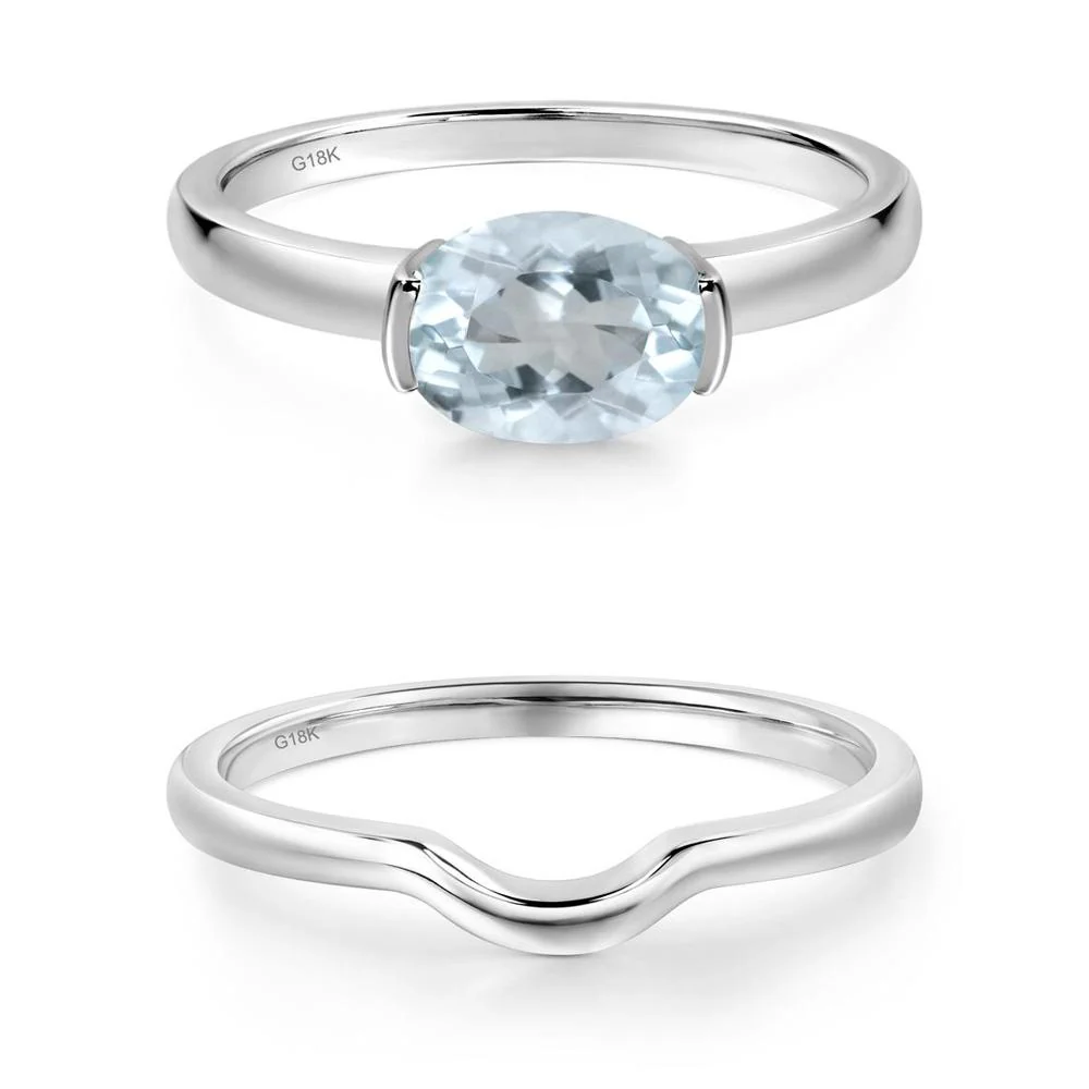 Oval Aquamarine Horizontal Engagement Ring - Image 19