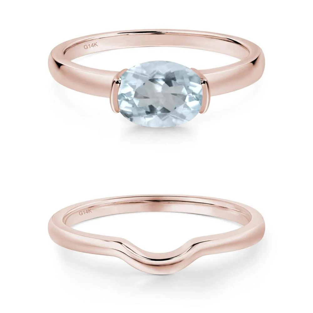 Oval Aquamarine Horizontal Engagement Ring - Image 23