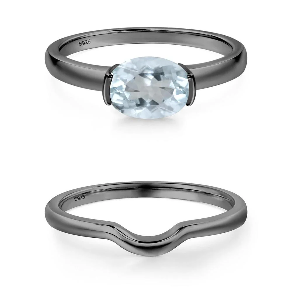 Oval Aquamarine Horizontal Engagement Ring - Image 25