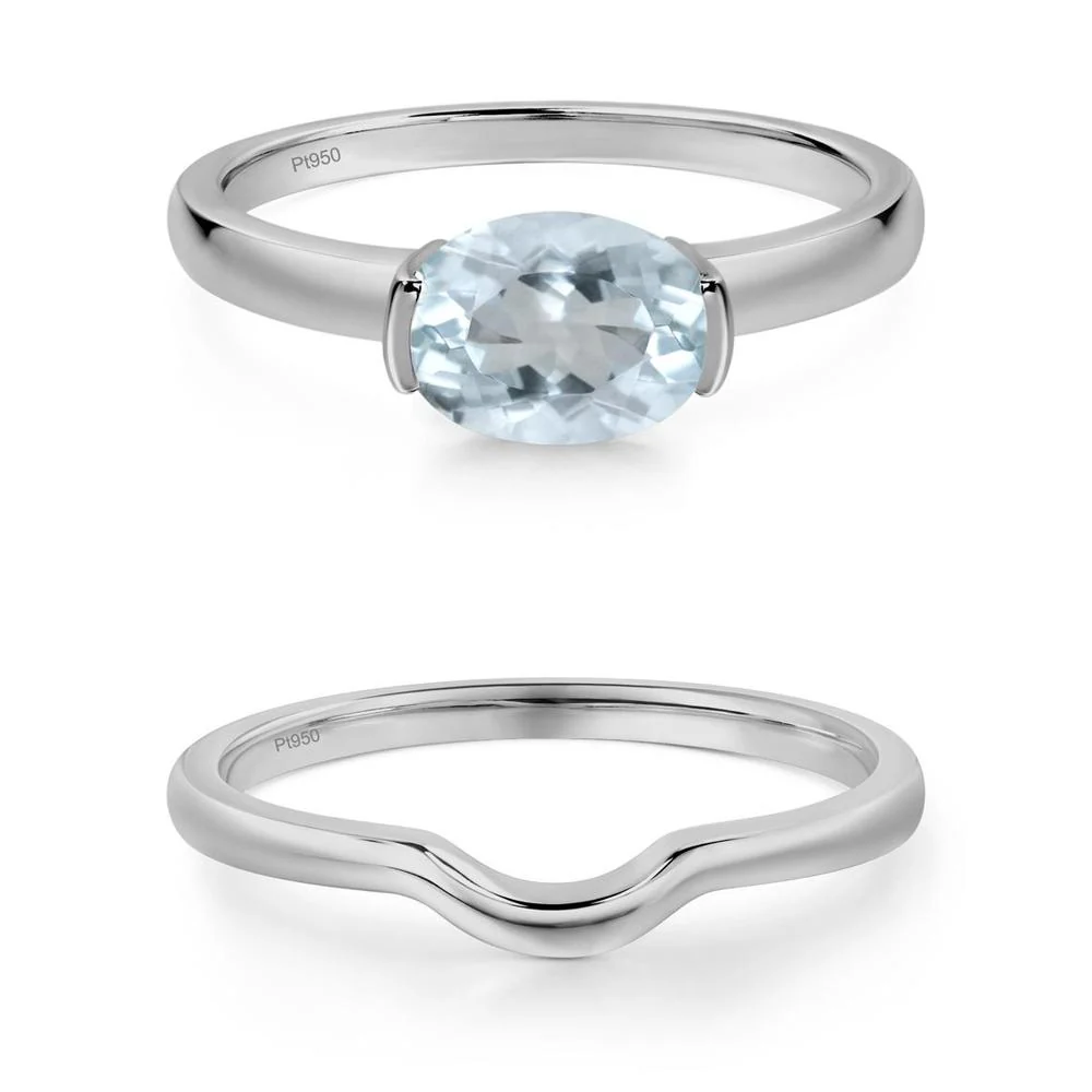Oval Aquamarine Horizontal Engagement Ring - Image 27
