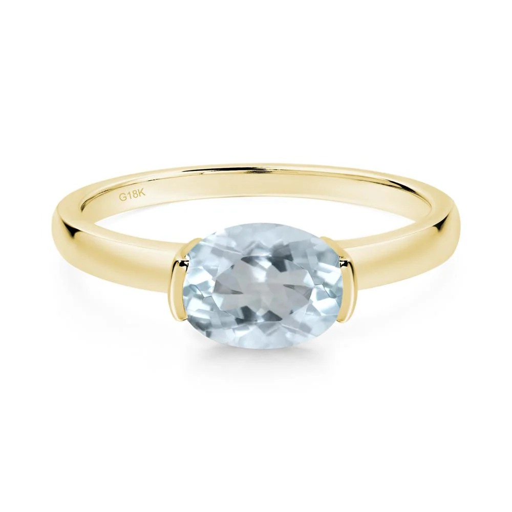 Oval Aquamarine Horizontal Engagement Ring - Image 3