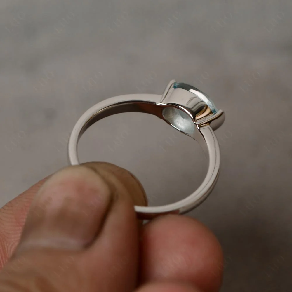 Oval Aquamarine Horizontal Engagement Ring - Image 30