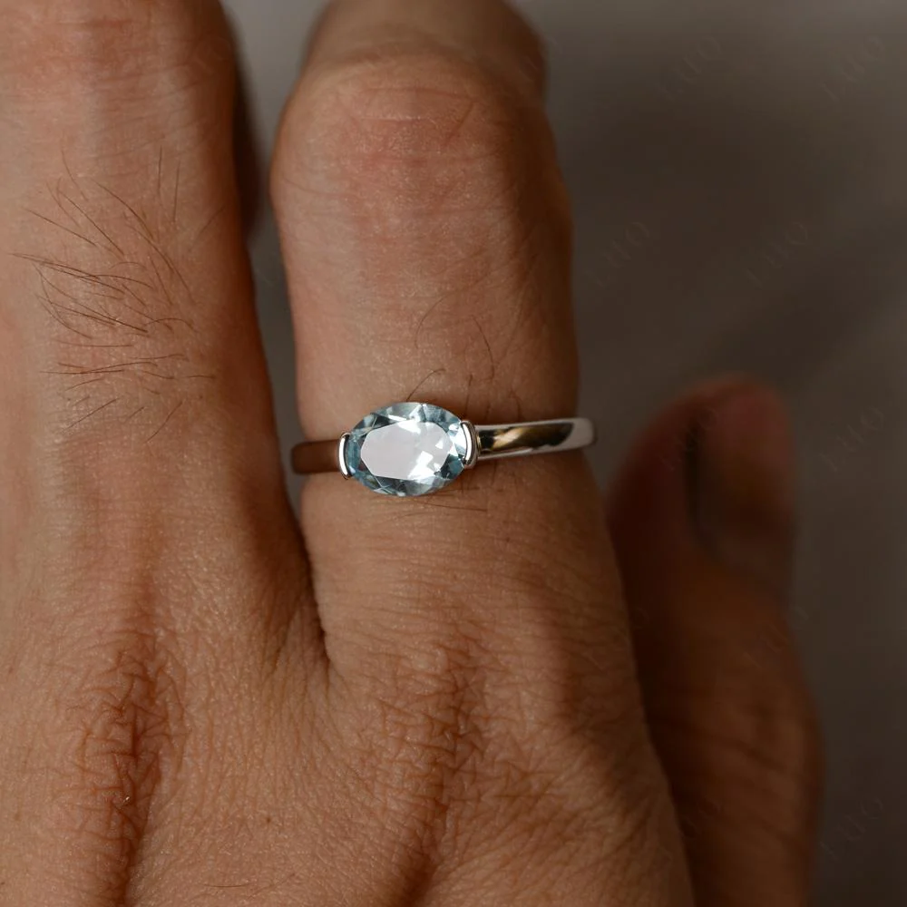 Oval Aquamarine Horizontal Engagement Ring - Image 31