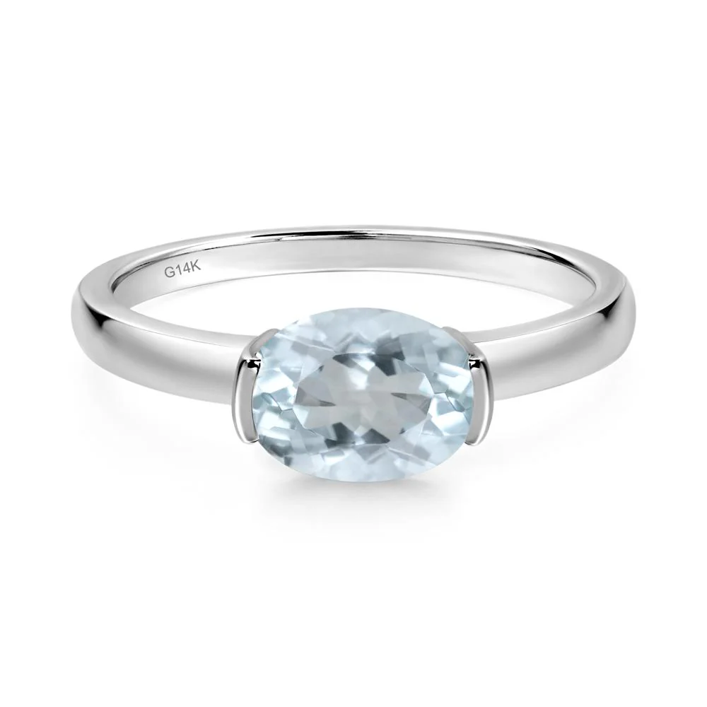 Oval Aquamarine Horizontal Engagement Ring - Image 4