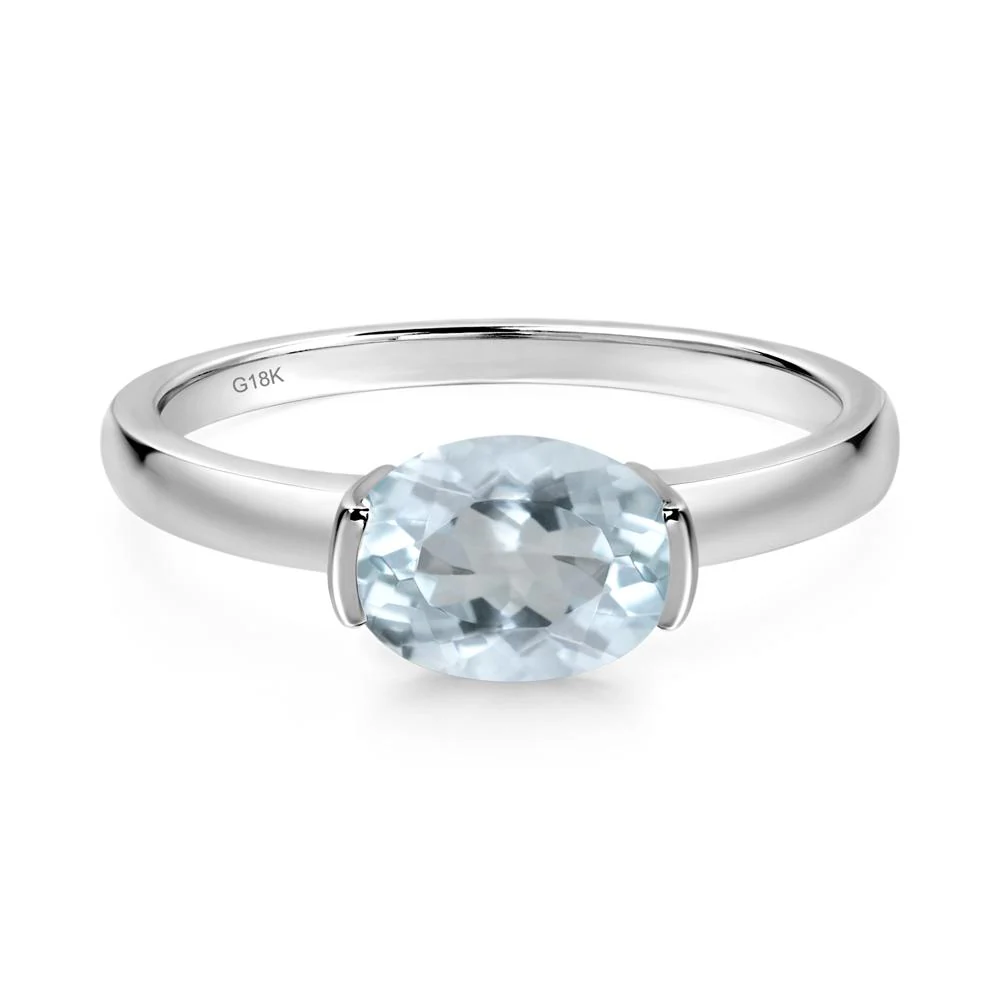 Oval Aquamarine Horizontal Engagement Ring - Image 5