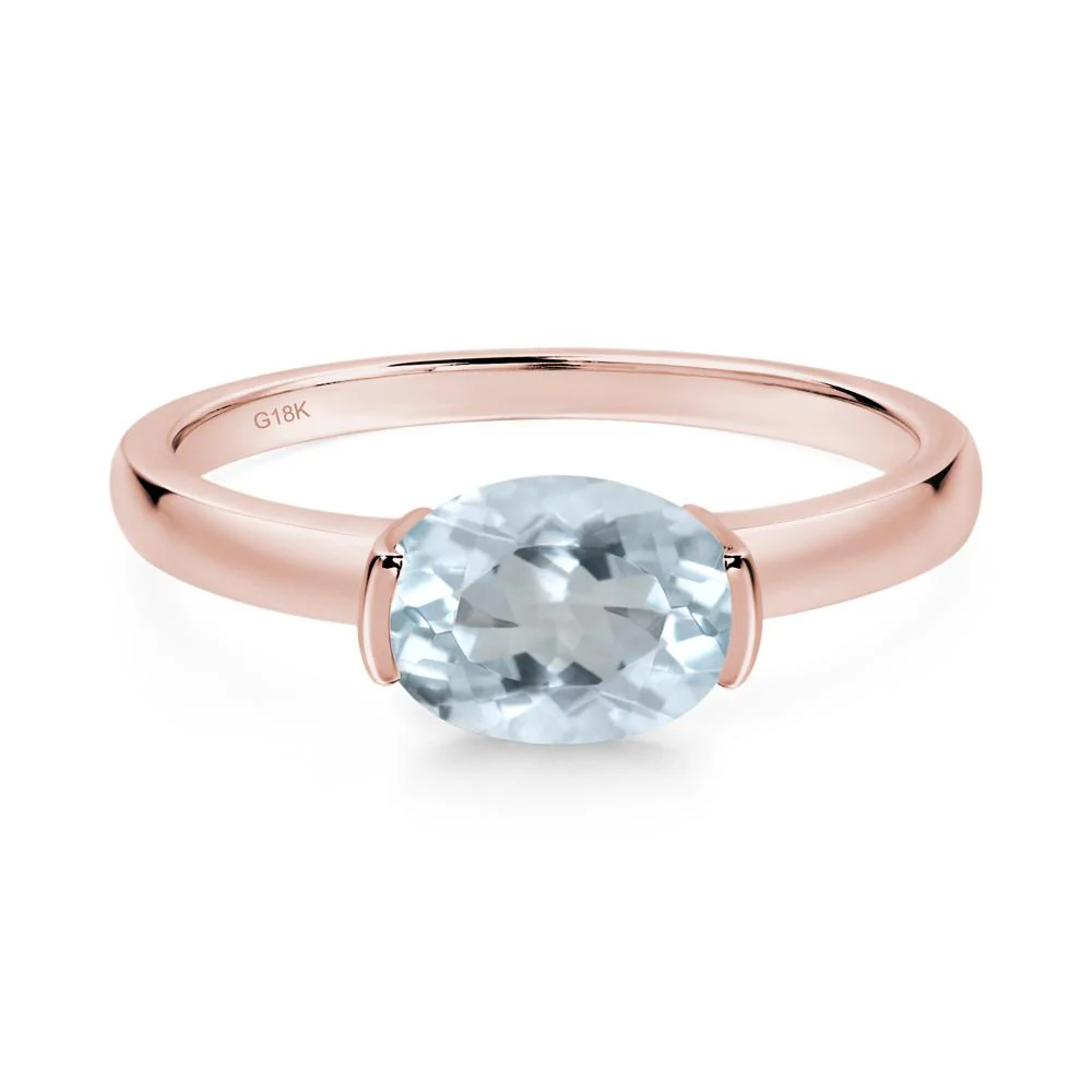 Oval Aquamarine Horizontal Engagement Ring - Image 6