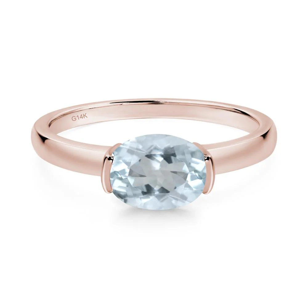 Oval Aquamarine Horizontal Engagement Ring - Image 7