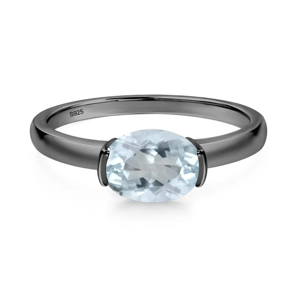 Oval Aquamarine Horizontal Engagement Ring - Image 8