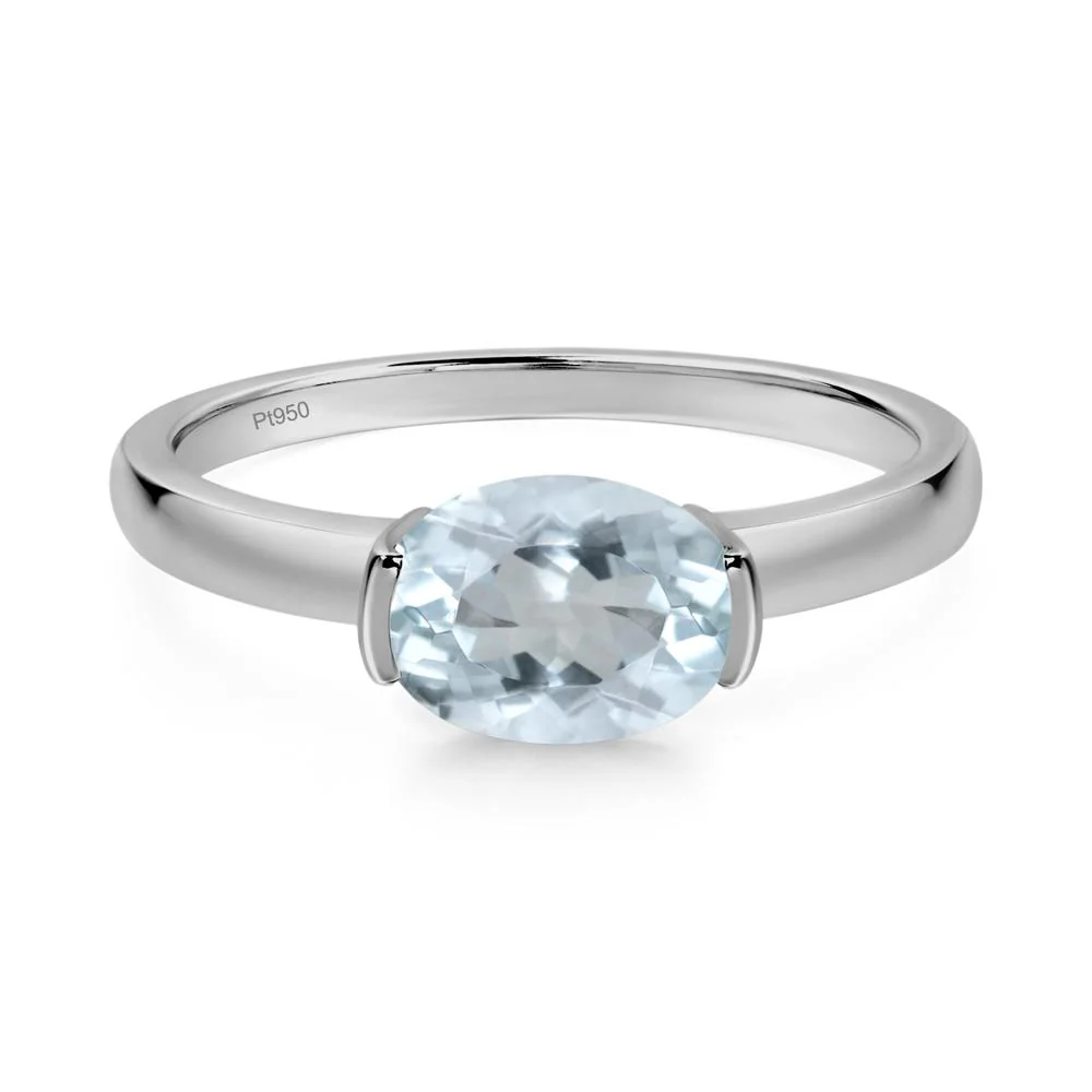 Oval Aquamarine Horizontal Engagement Ring - Image 9