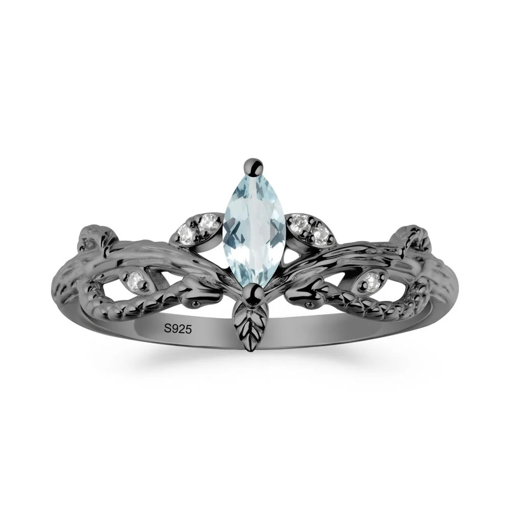 Aquamarine Intertwined Band Engagement Ring