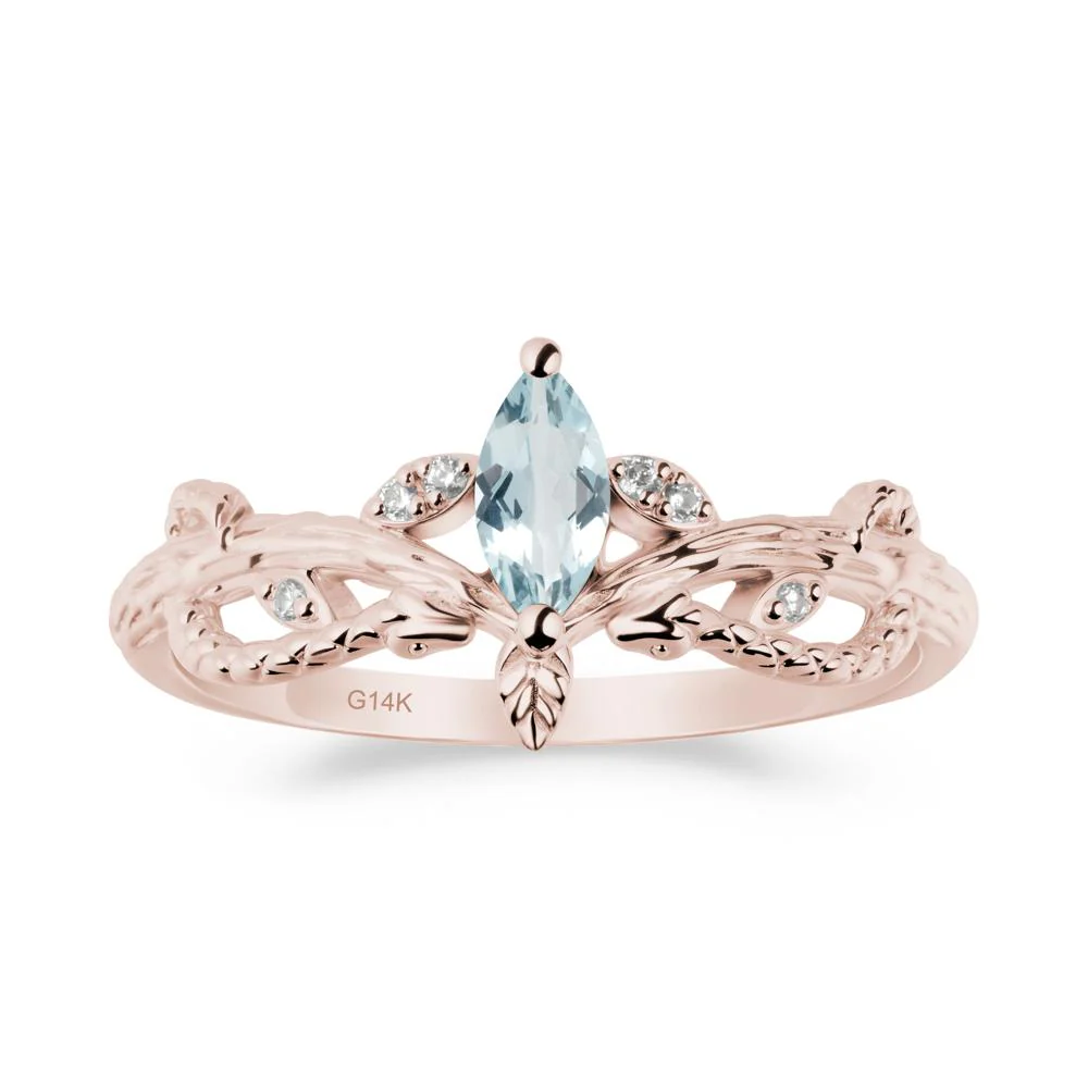 Aquamarine Intertwined Band Engagement Ring - Image 2