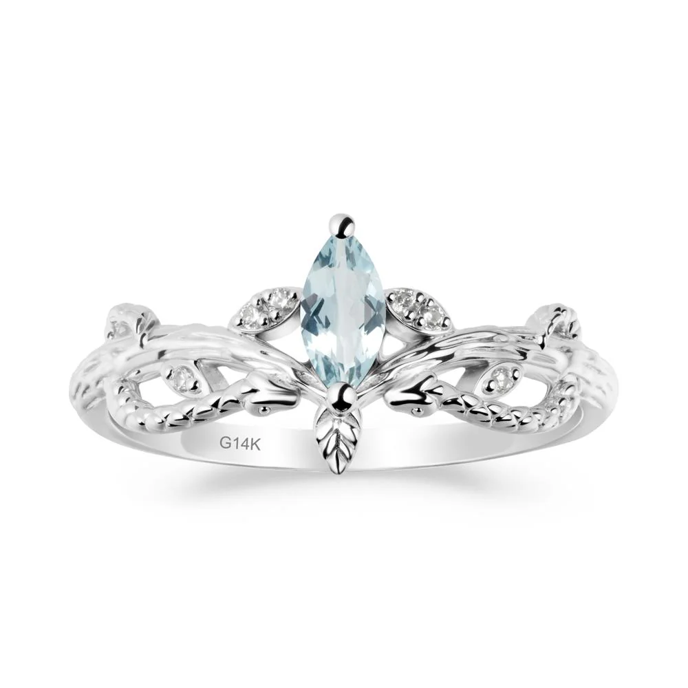 Aquamarine Intertwined Band Engagement Ring - Image 3