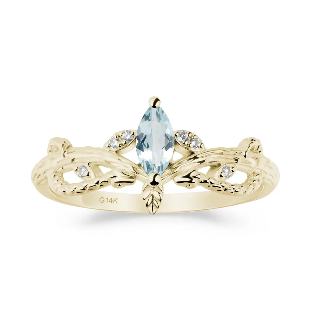 Aquamarine Intertwined Band Engagement Ring - Image 4