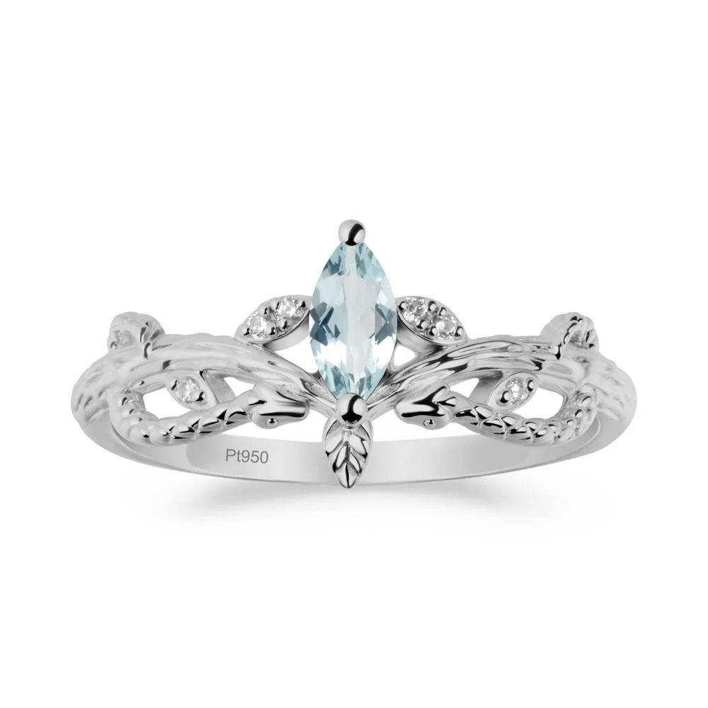 Aquamarine Intertwined Band Engagement Ring - Image 8