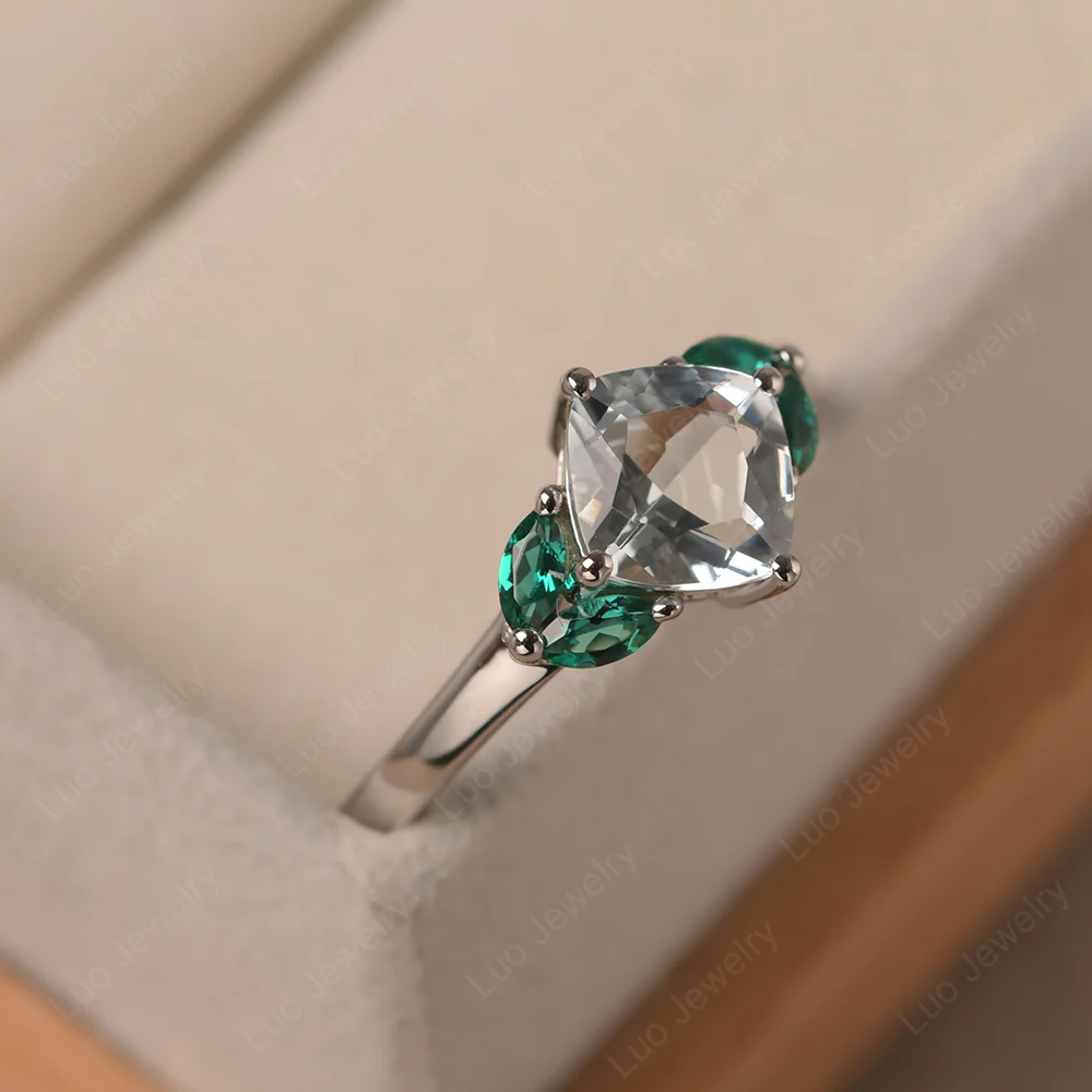 Aquamarine Kite Set Cushion Engagement Ring - Image 2