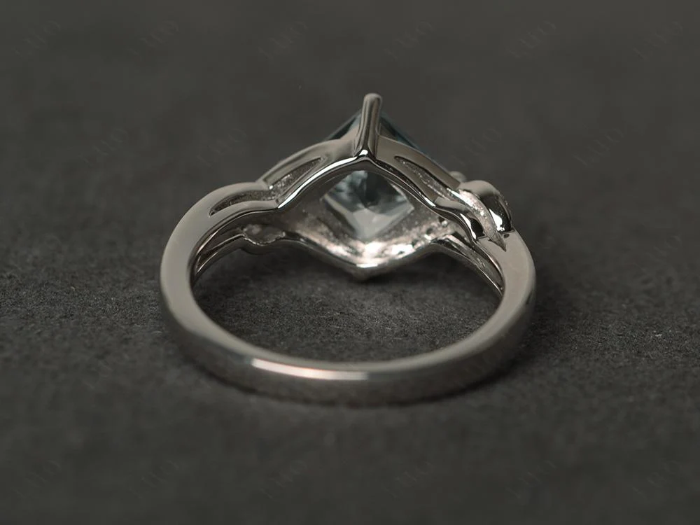 Aquamarine Kite Set Princess Cut Ring - Image 31